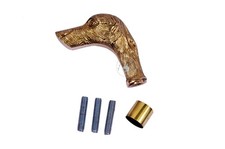 Brass Big Dog Head Handle Walking Cane Wooden Cane Stick Handle