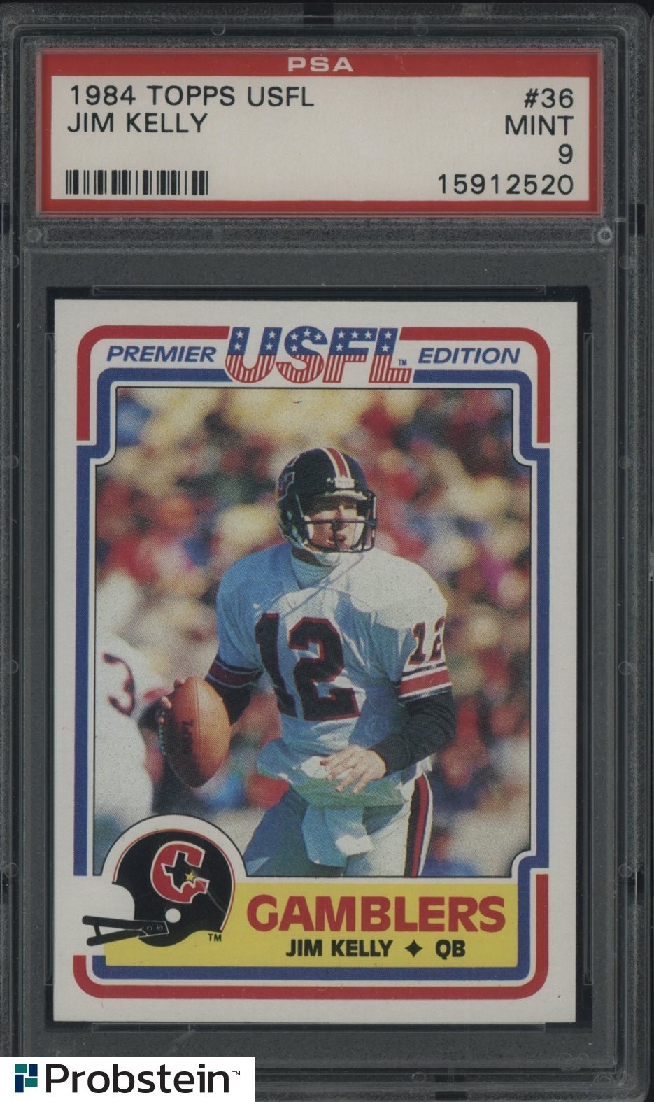 1984 Topps USFL Football #36 Jim Kelly RC Rookie HOF PSA 9 MINT