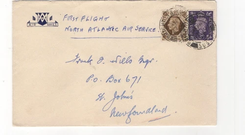 1939 GVI - 1st FLIGHT NORTH ATLANTIC AIR SERVICE COVER FROM COLLECTION K15