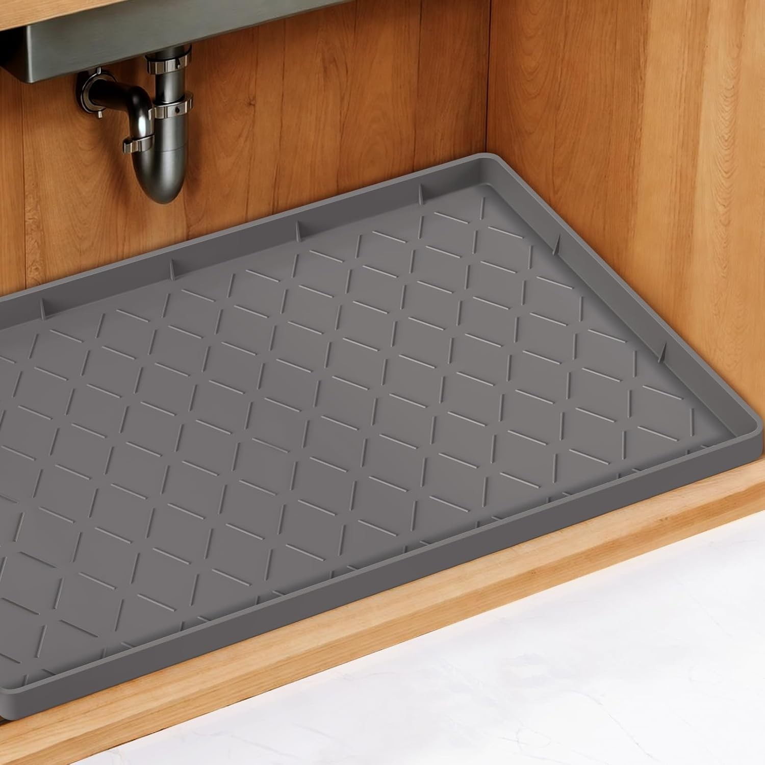 34x22 Inch Non-Slip Silicone Sink Mat Waterproof with Raised Lip Edge
