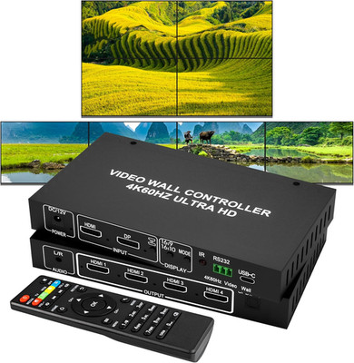4K60 Video Wall Controller 1X4, True 4K@60Hz HDMI Input Output Wall Processor Su