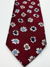 Brooks Brothers Red Fleece Floral Silk Tie Red Herringbone USA 59x2.75