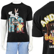 90s Vintage Harley Davidson Looney Tunes T Shirt Mens L Urbana Illinois Bugs Taz