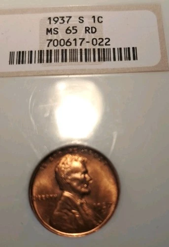 1937 S Lincoln Cent NGC MS 65 RD