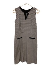 Talbots Women’s Gingham Black White Print Sleevless Dress Size 4 Small Career