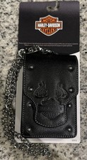 Harley Davidson New Black Leather Camera Case Olympus with Chain strap NWT.