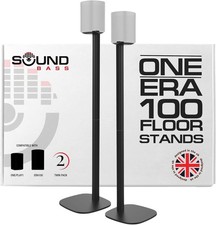 Sound Bass Sonos One ERA100 Floor Stand Twin Pack Black Alloy Steel Speaker Stan