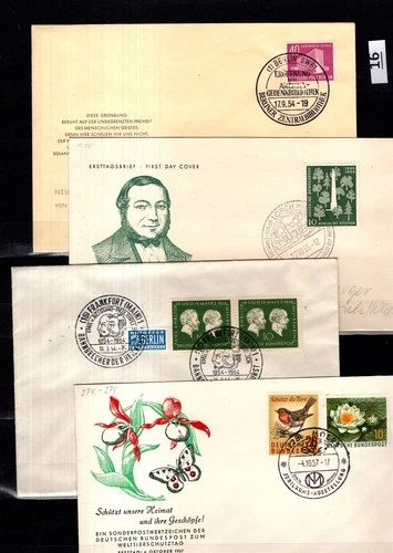 / GERMANY - 4 FDC - FLOWERS - ORCHIDS - BIRDS