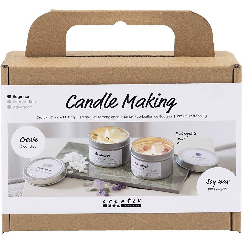 Creativ Company Mini Kreativ Set Kerzengießen Sojawachskerze Mit Aventurin Und Amethyst Creme - Image 2