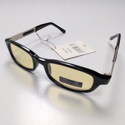 Rechteckige Sonnenbrille Y2K breite Bügel schwarz gelb
