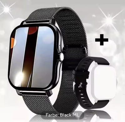 Bluetooth Smartwatch Music & Call 44mm Schwarz Edelstahl iOS/Android Puls Schlaf