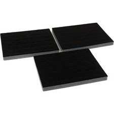 3 36 Black Foam Ring Jewelry Display Tray Inserts 7 3/4" x 6 3/4"