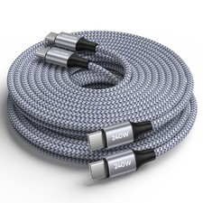 240W USB C to C Cable, 6.6ft 2-Pack Type C Charger Fast 6.6ft, Grey