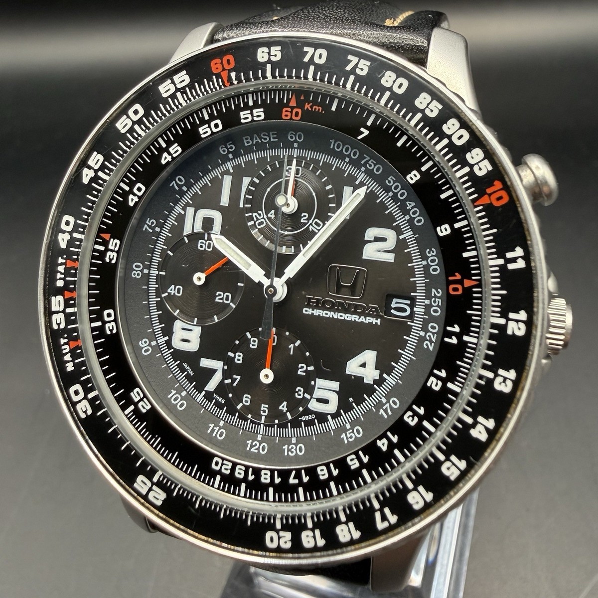 Vintage! HONDA SEIKO Rare Matte Case Chronograph Panda Quartz JDM 