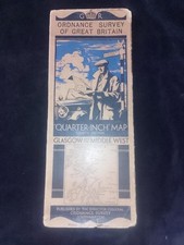1930s Ordnance Survey map Glasgow & Middle West Quarter-Inch West Coast Scotland