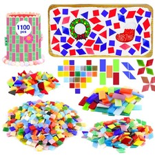 Csdtylh 1100 Pcs Mosaic Tiles, Glass Tiles for Opaque, Opaque-Mixed