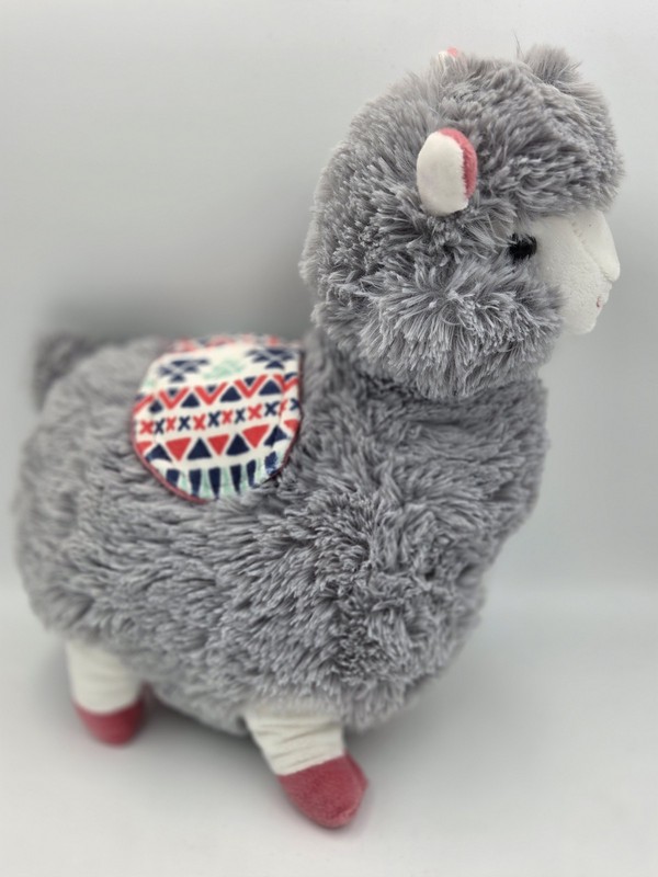 Kellytoy Llama Alpaca Plush 12” Gray Ride Saddle Blanket Standing Doll Toy Soft