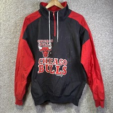 Vintage Chicago Bulls Jacket Mens Large Black Red NBA Basketball Hummer 90s