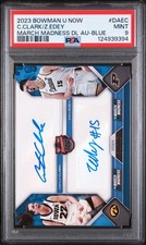 2023 BOWMAN U NOW MARCH MADNESS DUAL AUTOS CAITLIN CLARK/ZACH EDEY 34/49 PSA 9