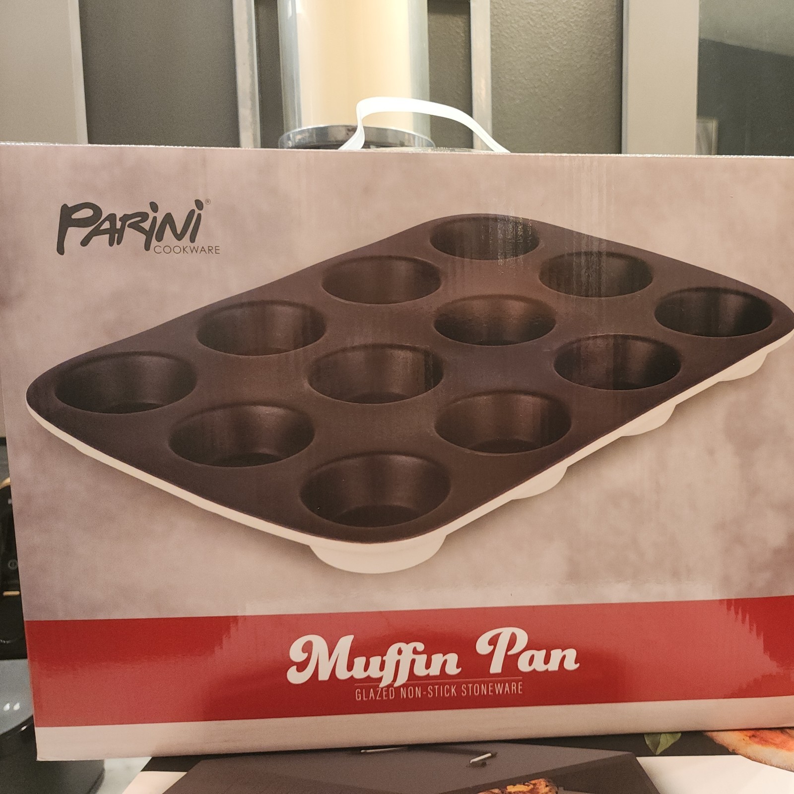 Parini Non-Stick Glazed Stoneware 12 Cup Muffin Pan Brand Backware New In Box! 