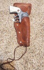 Hubley Texan Jr Toy Pistol Diecast Cap Gun Star/Longhorn Handle w/Holster