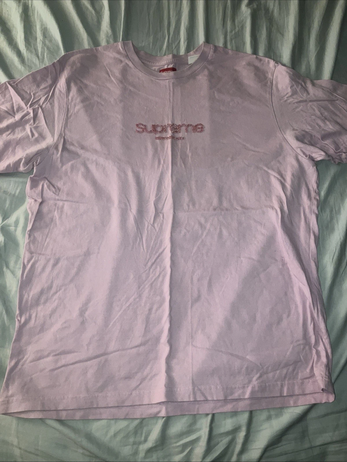 T shirt manches courtes rose perlé Supreme New York taille XL