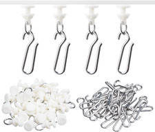 60 Pcs Curtain Track Gliders Hooks, Ceiling Curtain Track, Pack of 30 Pieces Hoo