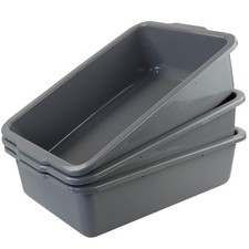 32l Large Grey Bus Bins for Restaurant, 3 Packs, Plastic Bus Tubs Commercial
