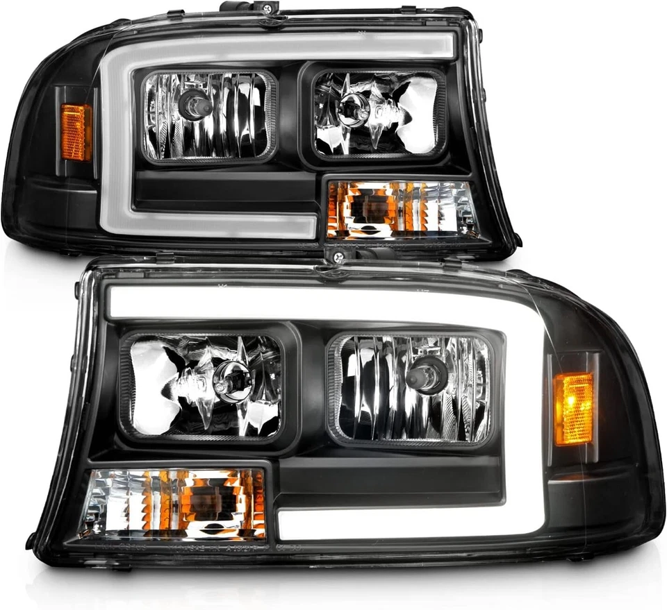 Fits 1997-2004 Dodge Dakota Durango Black LED C-Type LED Headlights LH+RH 2Pcs - Image 2 of 4