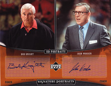 2005-06 UD Portraits JOHN WOODEN BOB KNIGHT Dual Signature Auto 8x10 Card #d 40
