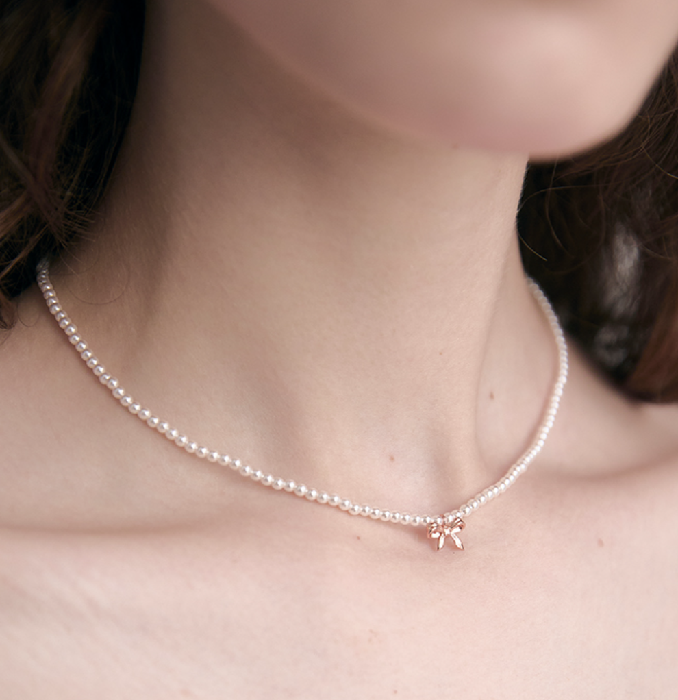 ★rosemont★ Silver Ribbon Pearl Bracelet RA24C49E Rosemont Silver Ribbon Motif Pearl Necklace/Silver Necklace