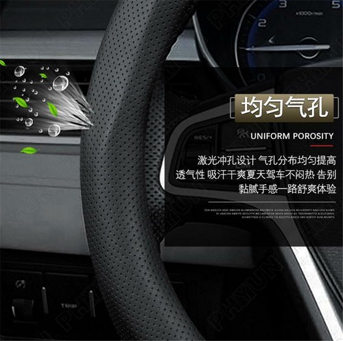 Cubierta de volante de coche en forma de D 38 cm negra fibra de carbono y cuero PU antideslizante - Imagen 9 de 10