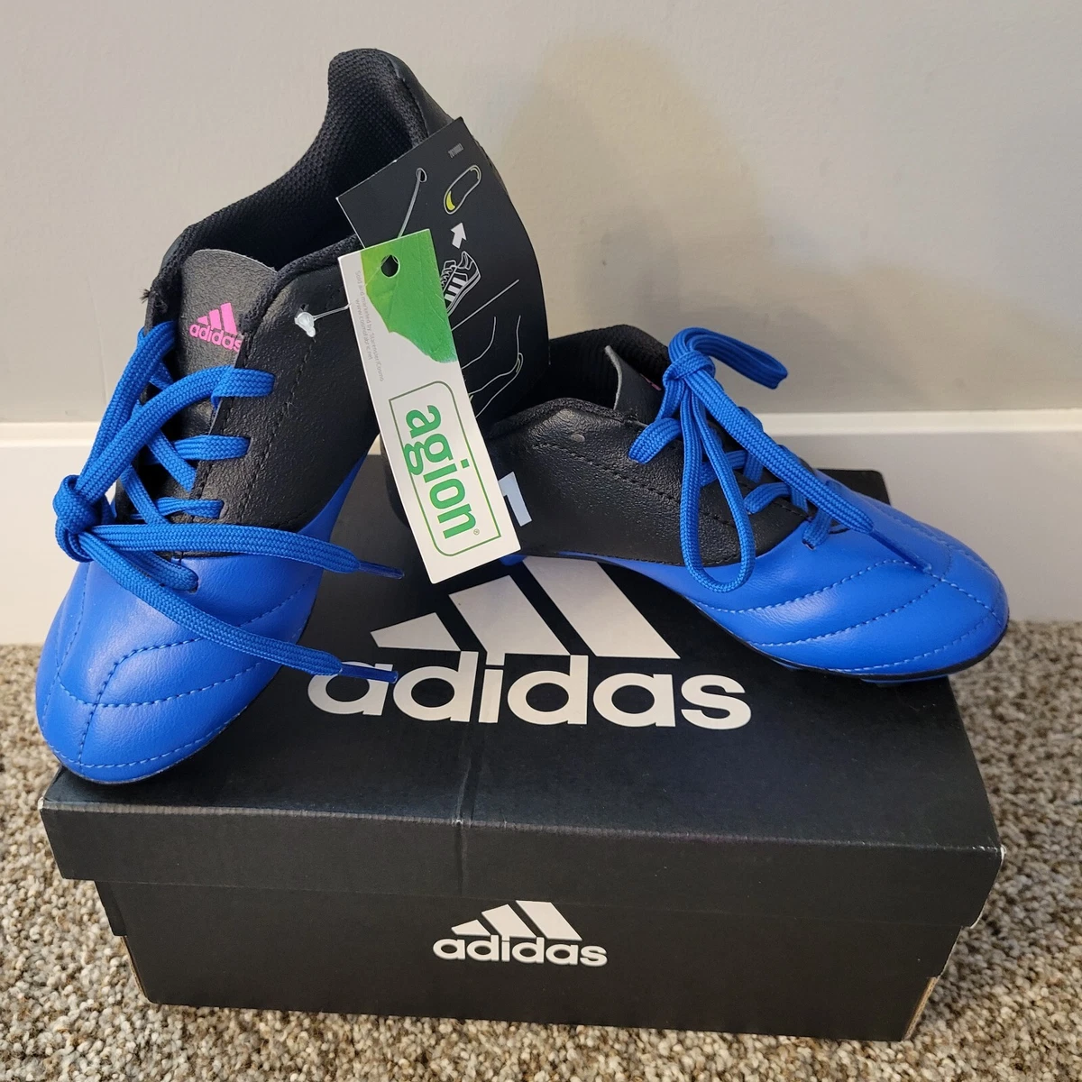 NEW BOY S 12K Child Youth ADIDAS ACE 17.4 FxG J Soccer Cleats Blue Black BB5592