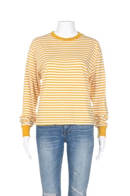 yellow and white striped top