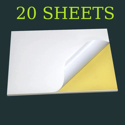 A4 120gsm White Gloss Photo Quality Inkjet Printable Sticker Paper 20pk