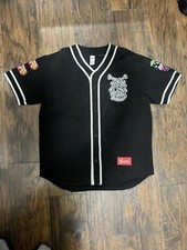 Supreme Patches Denim Baseball Jersey Black Size Medium