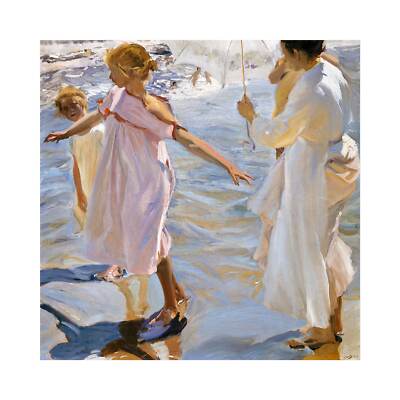 Joaquin Sorolla Garcia, Time for a Bathe, 1909, Lustre Canvas Print, 30'' x 30''