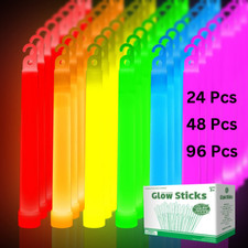 48 Pack 6 Inch Ultra Bright Large Glow Sticks 10 Hr Long Lasting Light Sticks