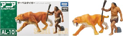 TAKARA TOMY Ania Animal AL-10 Saber Tiger (with Neanderthal man) Figure