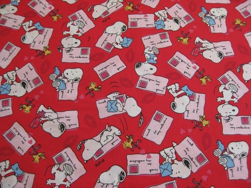 Peanuts Snoopy Red Letter Valentines Day Fabric Fat Quarter 18" x 21" - Picture 4 of 4