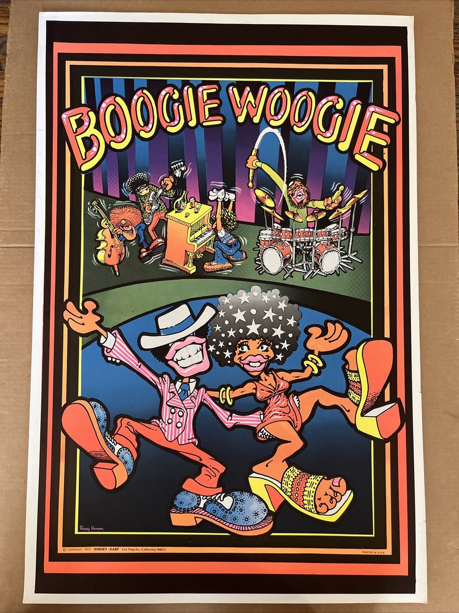 boogie woogie vintage blacklight poster couple dancing Hanson 1972