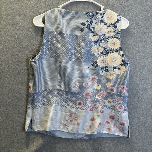 Adrianna Papell Top Women’s Size 10 Medium 100% Silk Floral Sleevless Shirt Tank - Picture 11 of 14