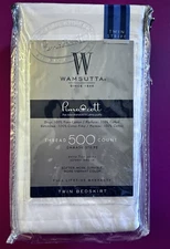 Wamsutta 500-Thread-Count Pima Cotton Damask Twin Bed Skirt  - White Stripe  NEW