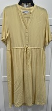 INES DE LA FRESSANGE YELLOW RAYON GATHERED SHORT-SLEEVE DRESS S AK90