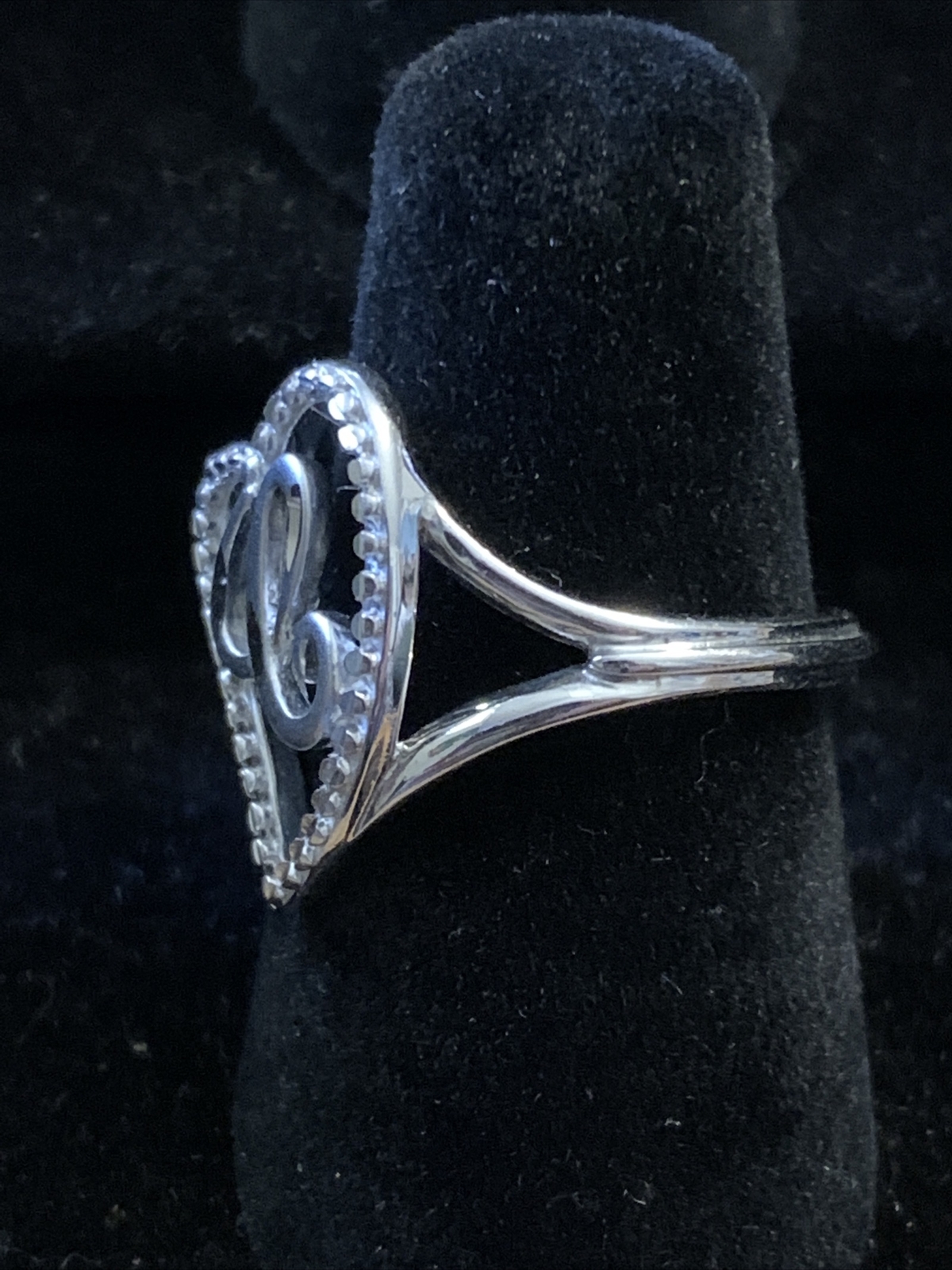 Marked 925 Sterling Silver Ring Initial Letter E … - image 4