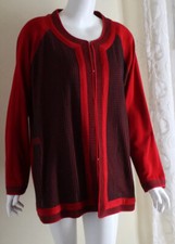 New Exclusively Misook Sz 2x Red Gray Lattice Lux Fab Art-to-wear Jacket Twinset