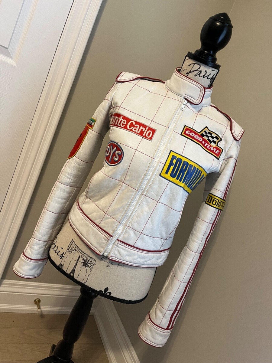 VINTAGE! DOLCE & GABBANA racing leather biker jacket F1 Formula