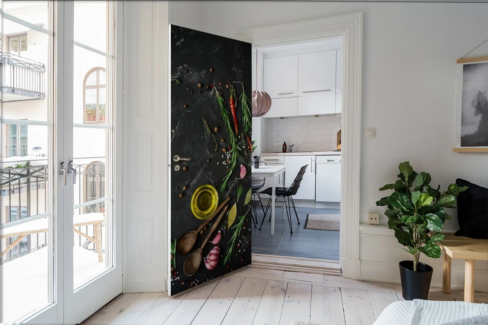 Türaufkleber Selbstklebend Klebefolie Türtapete Türposter Gewürze Gemüse - Bild 3 von 4