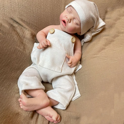 18 Zoll schlafende Reborn Puppe gewichtet 5,6 Pfund weiches Silikon Neugeborenes Baby Mädchen Weihnachtsgeschenk - Bild 5 von 21