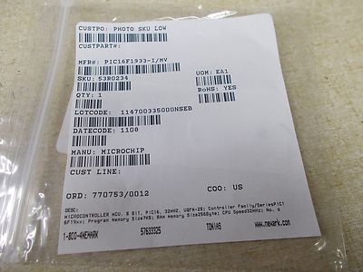 NEW Microchip PIC16F1933-I/MV MCU Microcontroller *FREE SHIPPING*
